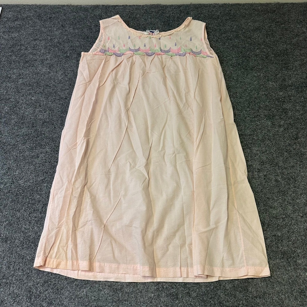 Tom Girl Nightgown Womens Size M Pink Cotton Vintage Embroidered Sleeveless Lace